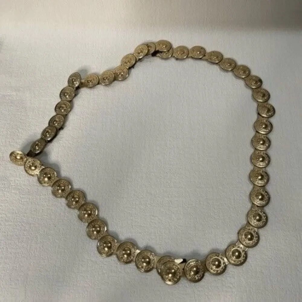 VTG Gold Metal/Tin Medallions Belt Greek Style Not stretchy Costume‎ Craft 42